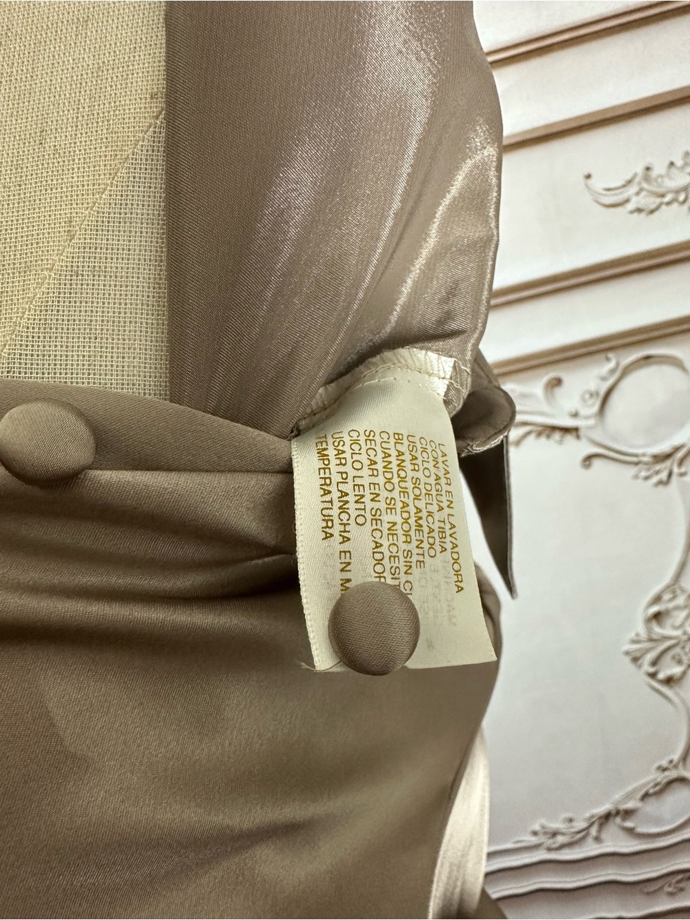 Satin Button-Down Blouse - Taupe - Picture 11 of 11